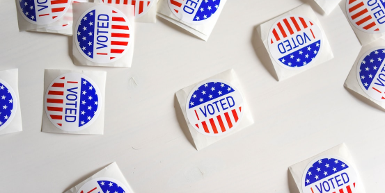 A collection of 'I Voted' stickers